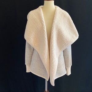 Abercrombie & Fitch Cream Sherpa Draped Cardigan with Light Gray Body